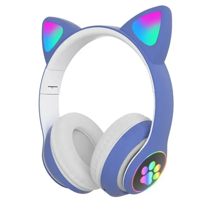 Head Cat Ear Children Headphone Kids Headset Cat Shaped Led Colour Changing Bt Wireless Headphone - Random Color (STN-28) - Image 3