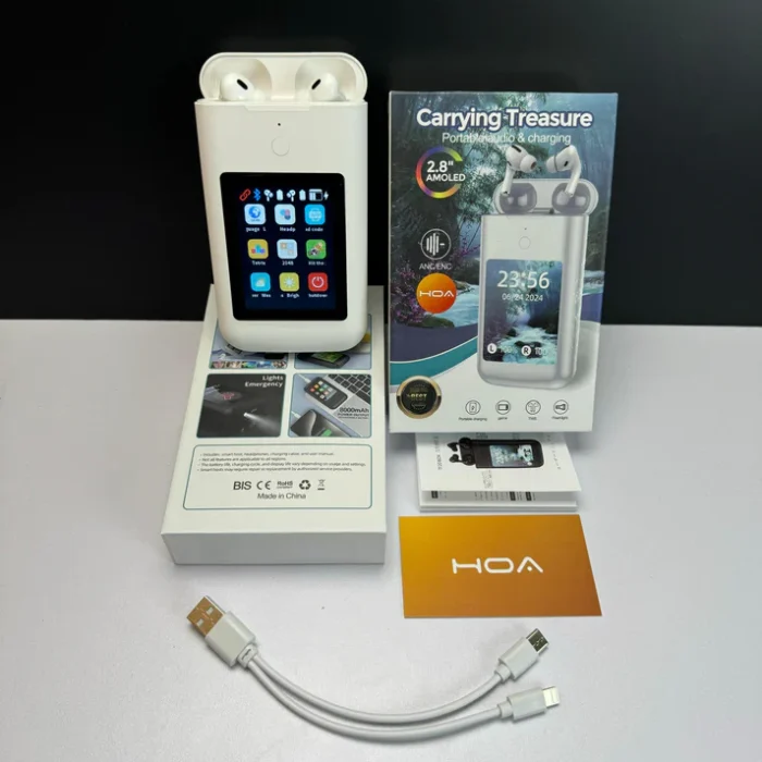 TF20 Box 3in1 Earbuds With Power Bank & Multimedia Display (Random Color) - Image 3